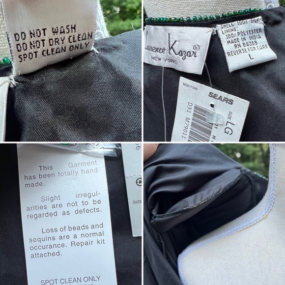 Vintage Laurence Kazar full Sequin and Beaded Blue and Green Silk Blazer Jacket - Picture 12 of 17